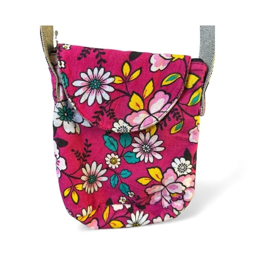 Floral Print Small Crossbody Phone Bag Pink Daisy Yellow Flower Adjustable Strap